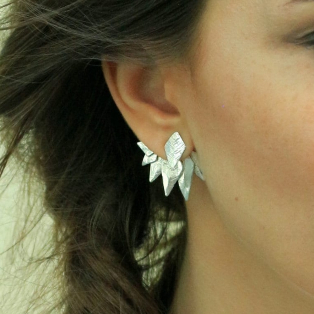 Elegant Silver Leaf Earring Jackets